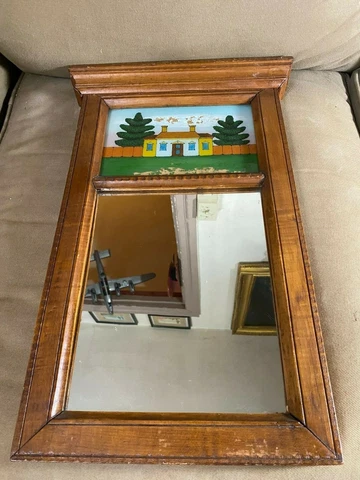 Antique Maple Mirror With Reverse Oil Artwork - 20.0" W x 30.0" L x 1.75" D Cover