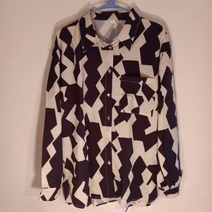 Camicia donna shein forme geometriche leggera con bottoni nuova senza etichette taglia LRG - Foto 1 di 8
