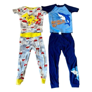 Boys 4t short sleeve pajama set bundle Pokemon sharks - Picture 1 of 9