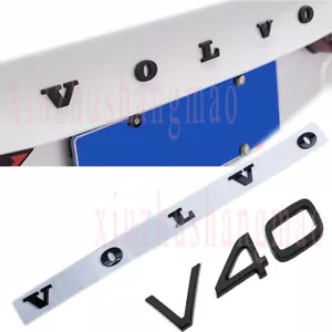 Tapa del maletero trasero Volvo + V40 letra logotipo insignia placa de identificación emblema deportivo negro brillante - Imagen 1 de 4
