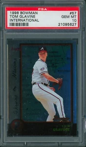 1998 Bowman International Foil Tom Glavine #57 Rare Braves HOF SP PSA 10 Pop 1 - Bild 1 von 2