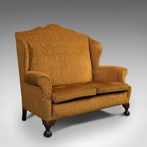 Antique Queen Anne Style Sofa, English, Two Seat Settee, Victorian, Circa 1880