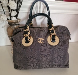 Just Cavalli Luxus stylische Handtasche & tollem Muster Daten Stoff + Leder NEUW - Bild 1 von 22