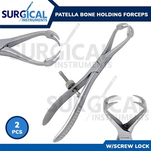 2 Pcs Patella Bone Holding Forceps W/ Screw Lock Orthopedic 7.25" German Grade - Picture 1 of 10