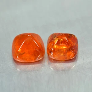 5.89Ct (2Pcs) Sugarloaf Cab, Supreme Unhetaed Fanta Orange Spessartite Garnet - Picture 1 of 1