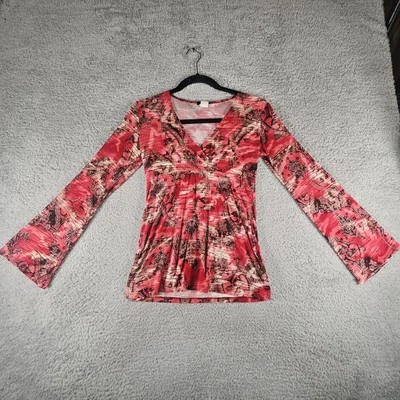 Sexy Babydoll Vintage Y2K Top Mujer S Rojo Manga Campana Asiática Floral Dragón Boho Foto 1 de 4