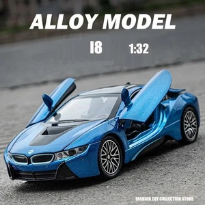 Coche de aleación BMW I8 modelo 1:32 diecast luz de sonido tirar hacia atrás niños juguete regalo - Imagen 1 de 11