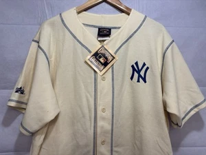 Vintage New York Yankees Jersey Shirt Majestic Button Ivory Cooperstown Large - Picture 1 of 9