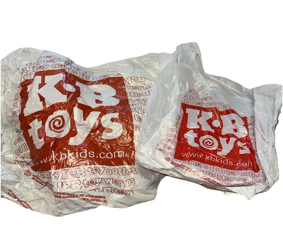 Juego de 2 bolsas de plástico gris grande vintage KB Toys tamaño grande y mediano Foto 1 de 4