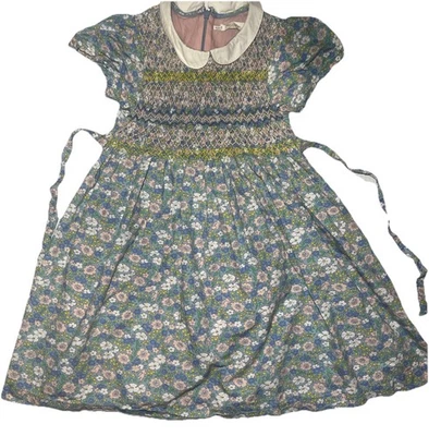 Vestido Mini Boden Azul Floral Tul Calado Niñas 7-8 Años Foto 1 de 4