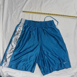 Vintage Y2K Nike Basketball Shorts Blue  Silky Shiny Dazzle Baggy Mens XL - Picture 1 of 5