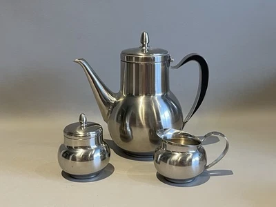 Vintage Oneida 3 Piece  Serving Set 18/8 Stainless Coffee Tea Pot Creamer, Sugar - Image 1 of 4