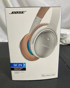 Bose QC 25 Cuffie con cancellazione del rumore acustico per dispositivi Apple - Bianco/Marrone - Foto 1 di 9