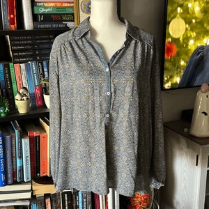 Max Studio Gr. Large Blau Blumendruck Langarm Bluse Chiffon Damen’s - Bild 1 von 7