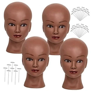 4 Pcs Bald Mannequin Head Brown Female Doll Wigs Head for Professional - Picture 1 of 8