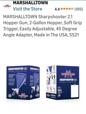 Пистолет-распылитель для гипсокартона Marshalltown SharpShooter 2.1 с бункером - синий (SS21) - Изображение 1 из 4