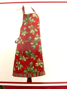 Bed Bath Beyond Mistletoe/Holly Holiday Apron Red One Size New Host Gift Mom - Picture 1 of 4
