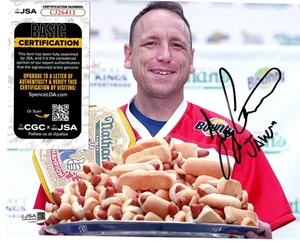 JOEY CASTAGNO JSA COA FIRMATO AUTOGRAFO 8x10 FOTO HOT DOG EATING CHAMPION d - Foto 1 di 2