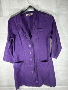 100% Linen Flax Purple Buttoned Dress Jacket Size Small - Picture 1 of 8