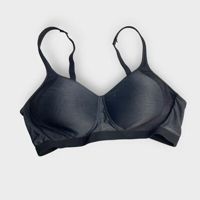 Hanes Women's XL Wireless Lightly Padded Bra Adjustable Sporty Solid Black - Image 1 of 4