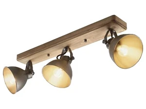 Deckenlampe Deckenleuchte Strahler Spot Wohnzimmerlampe 3-flammig Holz Metall - Bild 1 von 2