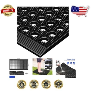 Multi-Purpose Heavy Duty Non-Slip Doormat - 30"x18" Waterproof Black Rug - Picture 1 of 11
