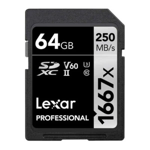 Lexar 64GB Professional 1667x UHS-II SDXC Memory Card - Picture 1 of 2