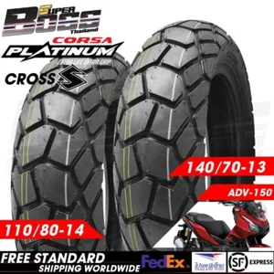CORSA PLATINUM CROSS-S Motorcycle Tire For ADV-150/160 110/80-14+140/70-13 TL - Picture 1 of 7
