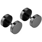 Stainless Steel Men Unisex Fake Black Ear Stretcher Plugs Cheater Earrings 2pcs