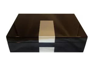 NEW LARGE 65mm PILLOWS 8 SLOT WRIST WATCH STORAGE BOX BLACK GLOSS CASE CHEST - Picture 1 of 4
