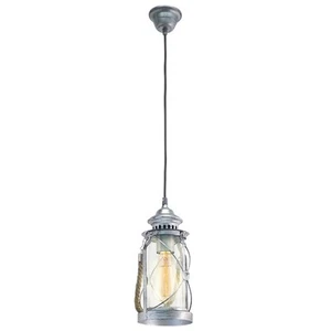 VINTAGE lanterna E27 1 luce da 60W diam. 14cm metallo, argento anticato , vetro - Foto 1 di 1