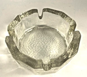Blenko Ashtray Hammered Clear Glass 4" Diameter Round MCM Trinket Dish VTG - Picture 1 of 5