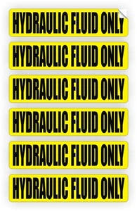 6-pack HYDRAULIC FLUID ONLY Vinyl Decals / Stickers / Fuel Door Machinery Labels - Imagen 1 de 1