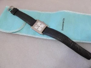 Orologio Tiffany & Co. Numeri Romani Swiss Made Cinturino Pelle Nero Originale Unisex - Foto 1 di 10