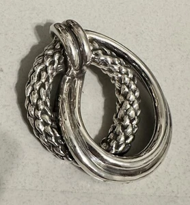 925 Sterling Silver 2” Electroform Knot Pin Brooch--Signed MH - Picture 1 of 2