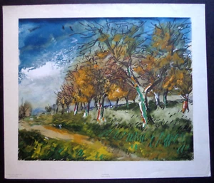 Vlaminck, Paysage d’automne, pochoir mid-cent di Daniel Jacomet, Editore INV3181 - Foto 1 di 4