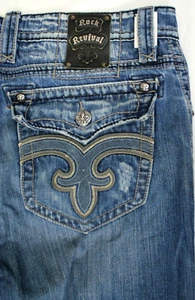 ROCK REVIVAL RAY MEN'S DISTRESSED BOOT CUT BLUE JEANS SIZE 36 VGC! - Imagen 1 de 4