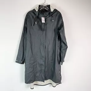 Ilse Jacobsen NWT Women Hornbaek Rain71 Hooded Rubberized Raincoat Black Size 4 - Picture 1 of 9