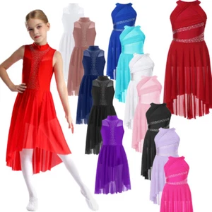 Mädchen glitzerndes Tanzkleid ärmellos Ballett Turnanzug Gymnastik lyrisch Tanzkleidung - Bild 1 von 148