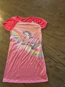 CUDDL DUDS PINK NIGHTGOWN S/S POLYESTER GIRL UNICORN PRINT SZ 6-6X Gently Worn - Picture 1 of 5