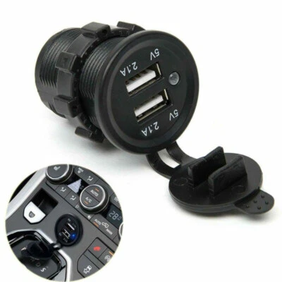 Enchufe cargador encendedor de cigarrillos 12V/24V DC doble USB coche barco motocicleta - Imagen 1 de 4