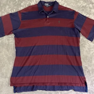 Vtg. Polo by Ralph Lauren Mens Polo Shirt XL Burgundy & Navy Blue Horizontal USA - Picture 1 of 7