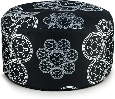 Star Wars White Imperial Logo 10.5 x 22 Inch Black Pouf Ottoman - Image 1 of 2