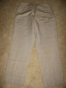 Womens Lt Brown Check TALBOTS Lined Linen Silk Pants 10 Short - Picture 1 of 2