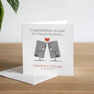 Tarjeta de aniversario de boda de platino personalizada hecha a mano - septuagésima, divertida - Imagen 1 de 3