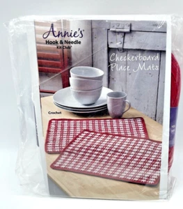 Annie’s Checkerboard Placemats #HNK084 Kit Gancho y Aguja Club Crochet Kit NUEVO - Imagen 1 de 2