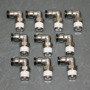 (10) Parker 90° Swivel Elbows, 1/4" Tube x 1/4" NPTF Pipe, PrestoLok Fitting - Picture 1 of 6