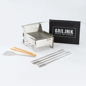 Grillnik XS Set 6-in-1 BBQ Drehspieß Feuer+Grillstelle Anzündstarter Kamin - Bild 1 von 15