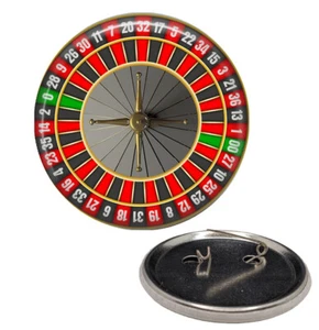 Pin de botón trasero grande de 2 1/4" rueda de ruleta pasador juego Vegas casino pasador - Imagen 1 de 2