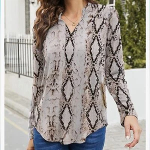 Halife Women's Roll Up 3/4 Sleeve Large V Neck Tunic Blouses Tops Shirts - Picture 1 of 7